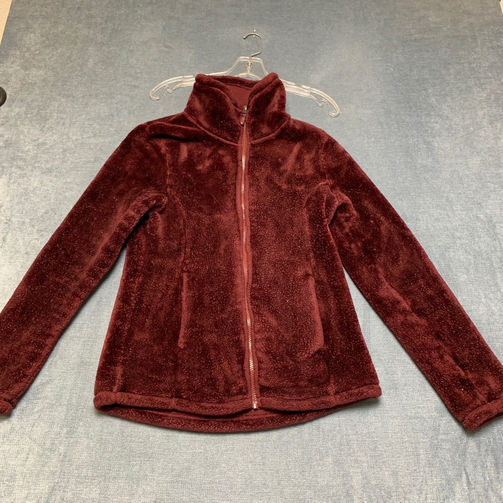 32 Degrees Heat Jacket Womens Small Burgundy Plush Faux Fur Ultra Soft Full Zip